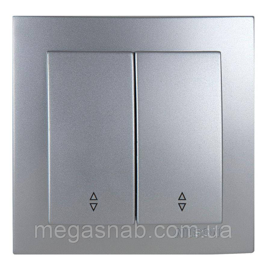 Вимикач 2 клав прохідний Touran срібло, фото 1