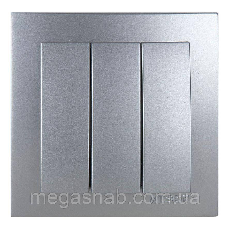 Вимикач 3 клів Touran срібло, фото 1