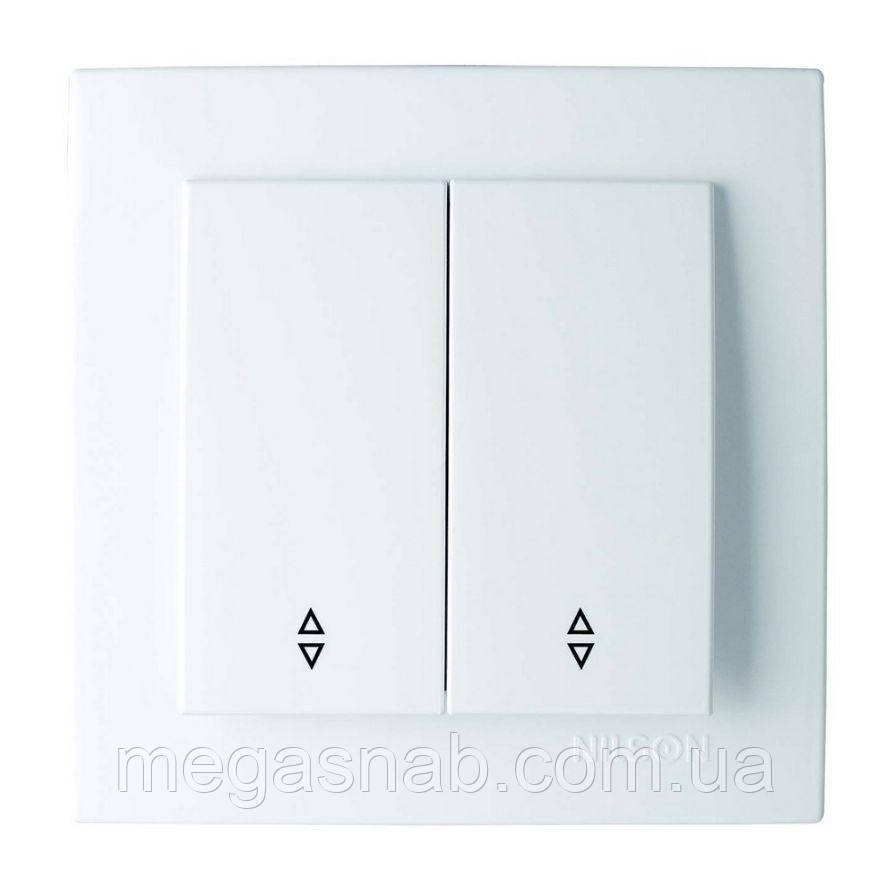 Вимикач прохідний 2 клов Touran білий, фото 1