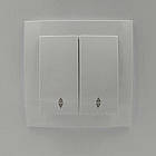 Вимикач прохідний 2 клов Touran білий, фото 2