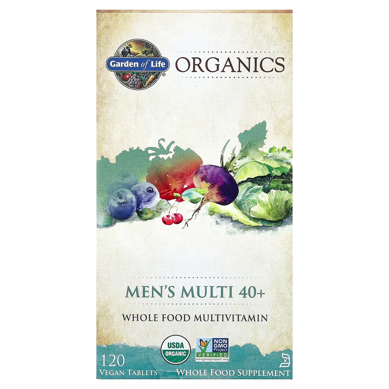 Garden of Life, MyKind Organics, мультивітаміни з цільних продуктів для чоловіків від 40 років, 120 веганських, Київ, фото 1