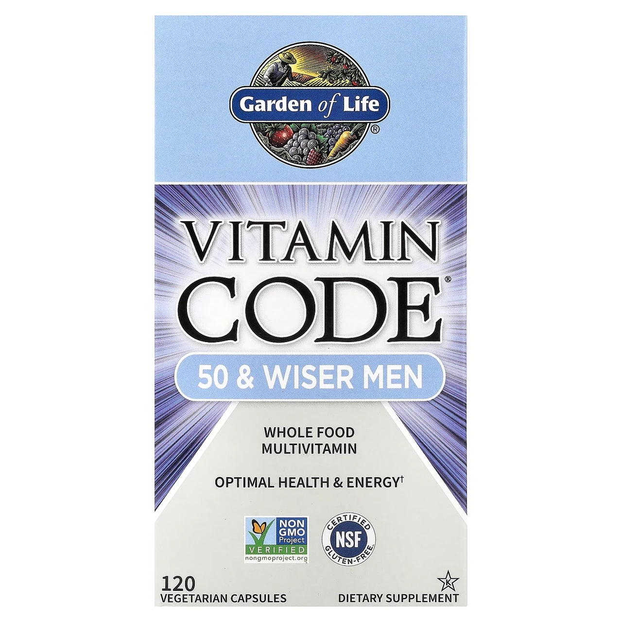 Garden of Life, Vitamin Code, мультивітаміни з цільних продуктів для чоловіків від 50 років, 120 вегетаріанських, Київ, фото 1