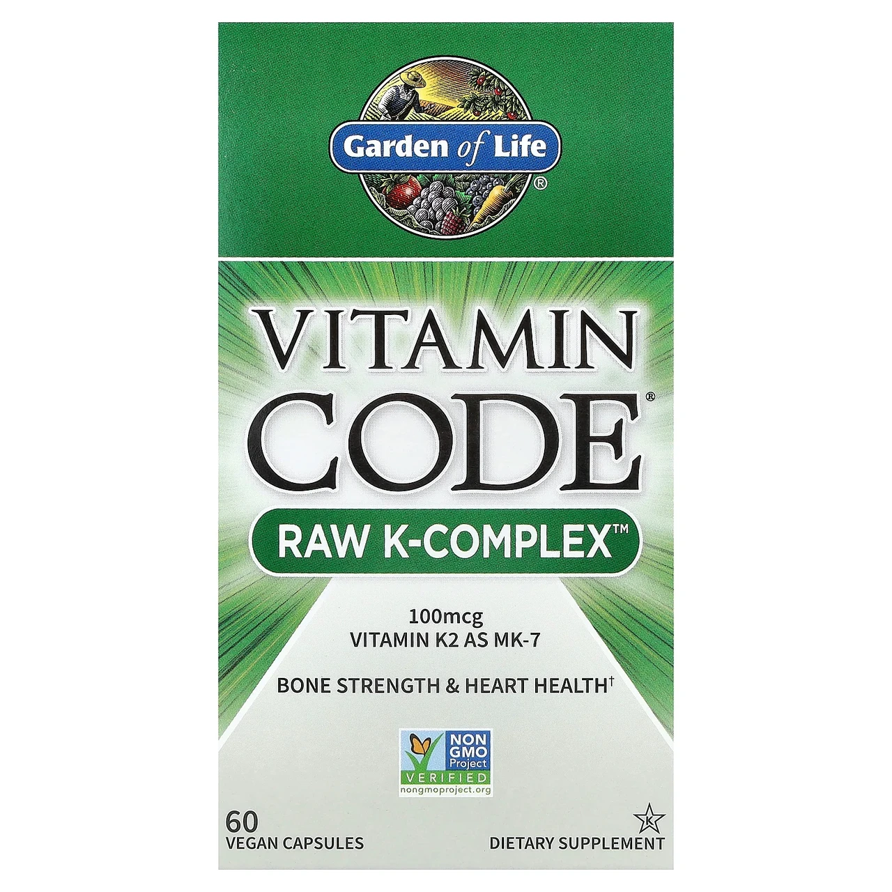 Garden of Life, Vitamin Code, Raw K-Complex, комплекс вітамінів K, 60 веганських капсул, Київ, фото 1