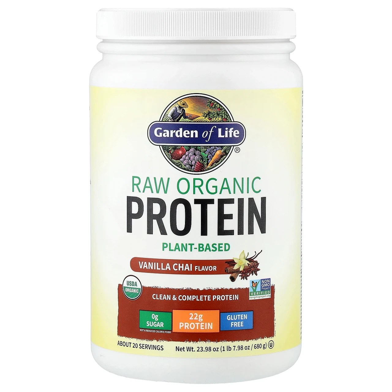 Garden of Life, RAW Organic Protein, формула з органічних рослин, ванільний чай, 580 г (20,45 унції), Київ, фото 1