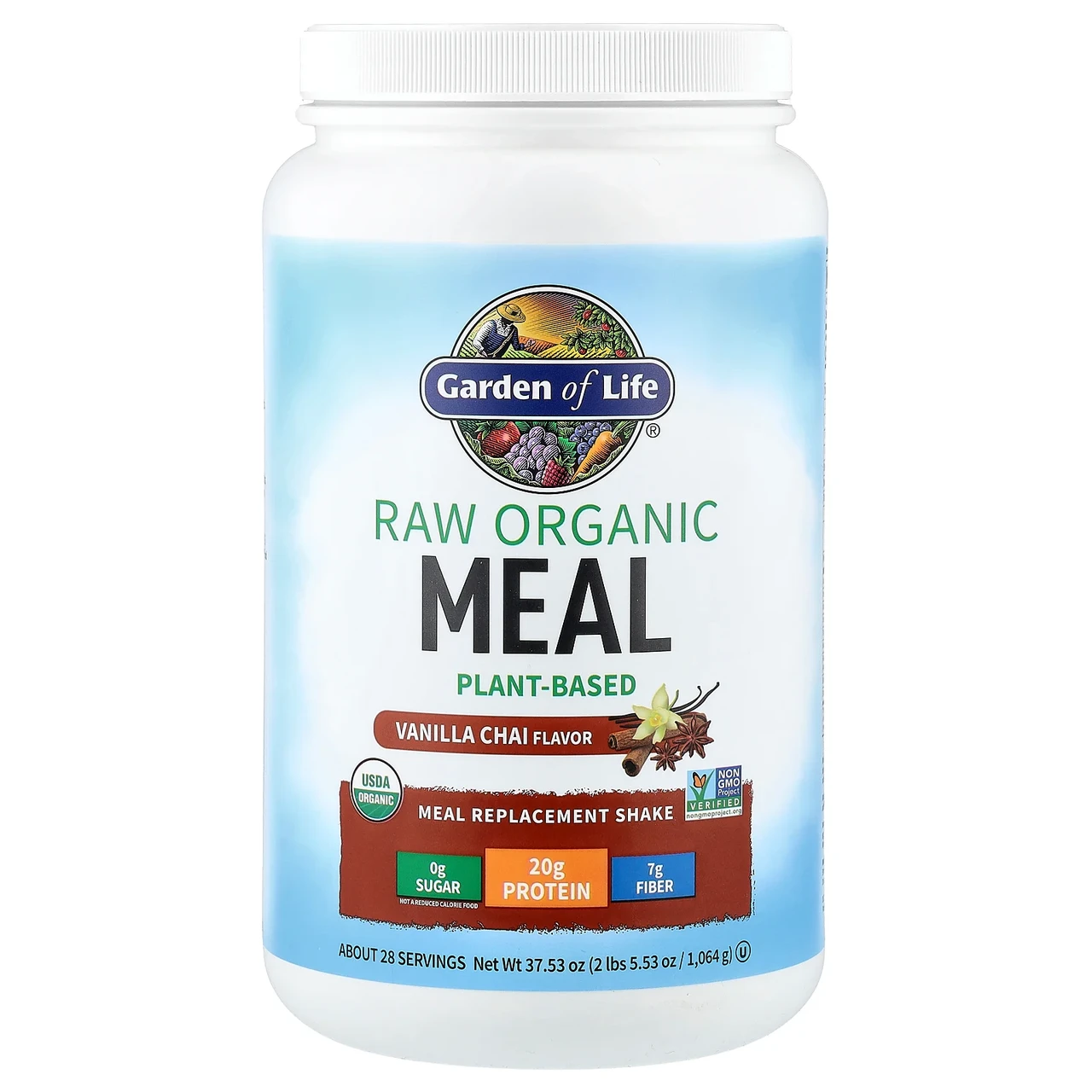 Garden of Life, RAW Organic Meal, коктейл і замінник харчування, чай з спеціями ваніль, 907 г (2 фунта 2 унції), Київ, фото 1