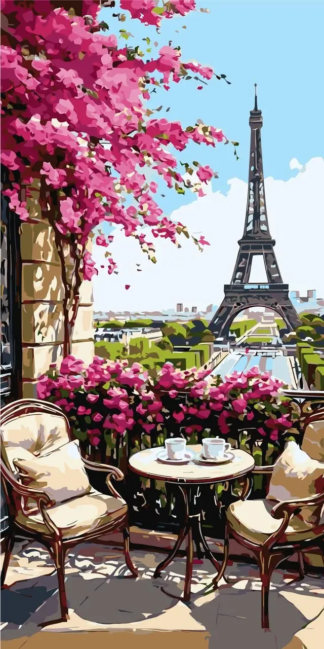 Картина за номерами 40х80 см. Пейзаж. Ранок у Парижі Орігамі LW5145, фото 1