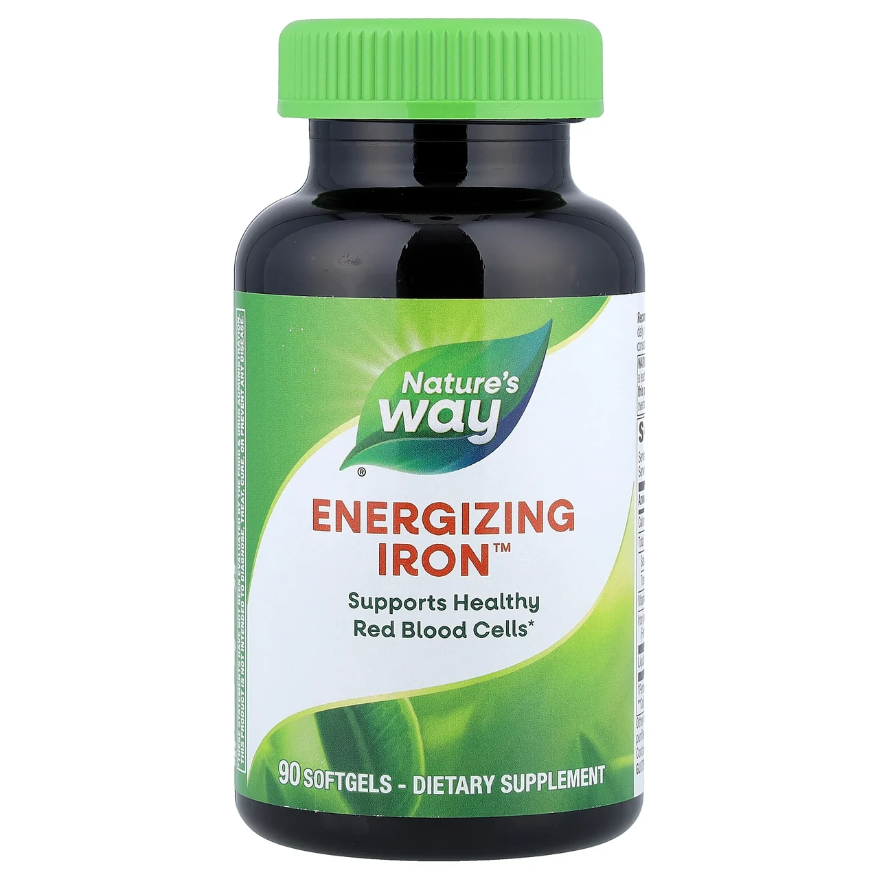 Nature's Way, Energizing Iron, формула з подвійним залізом, 90 м'яких желатинових капсул, Київ, фото 1