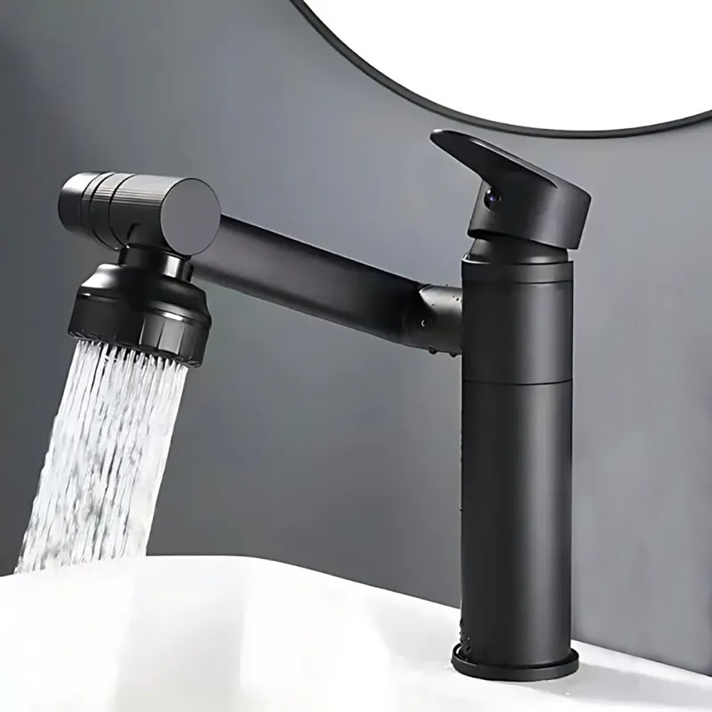 Універсальний трансформер змішувач для ванної та кухні, Чорний / Змішувач поворотний для умивальника, фото 1