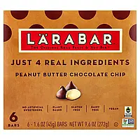 Larabar, The Original Real Fruit & Nut Bar, арахісова паста та шоколадна крихта, 6 батончиків по 45 г (1,6