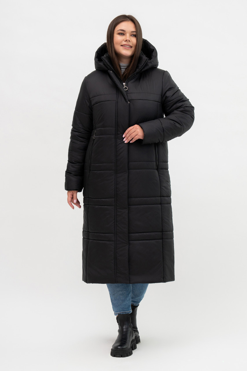 Стильний жіночий довгий пуховик, фото 1
