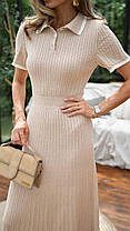 Жіноча бавовняна сукня міді з короткими рукавами ажурна в'язка Smof9464, фото 5