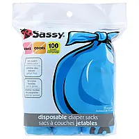 Sassy, Одноразові мішки для підгузків, 100 мішків, рулони по 4-25 штук