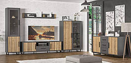 Комплект у вітальню Стелла 2 Сірий / ДСП + Дуб натуральний Мебель Сервіс
