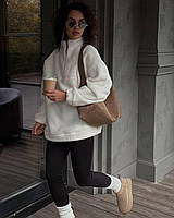 Жіночий теплий спортивний костюм флісова кофта з коміром на блискавці та лосини з начосом розміри 42-52