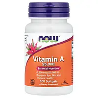 NOW Foods, Вітамін A, 7500 мкг (25000 МО), 100 м'яких таблеток Дніпр Дніпро