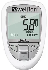 Набір для тестування рівня глюкози, холестерину та сечової кислоти у крові Wellion LUNA Trio білий, ммоль