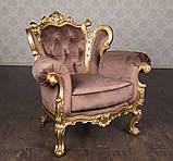 Крісло м'яке класичне в стилі Бароко Белла (преміум клас) натуральне дерево, фото 7