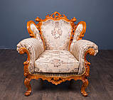 Крісло м'яке класичне в стилі Бароко Белла (преміум клас) натуральне дерево, фото 3