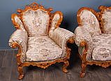 Крісло м'яке класичне в стилі Бароко Белла (преміум клас) натуральне дерево, фото 4