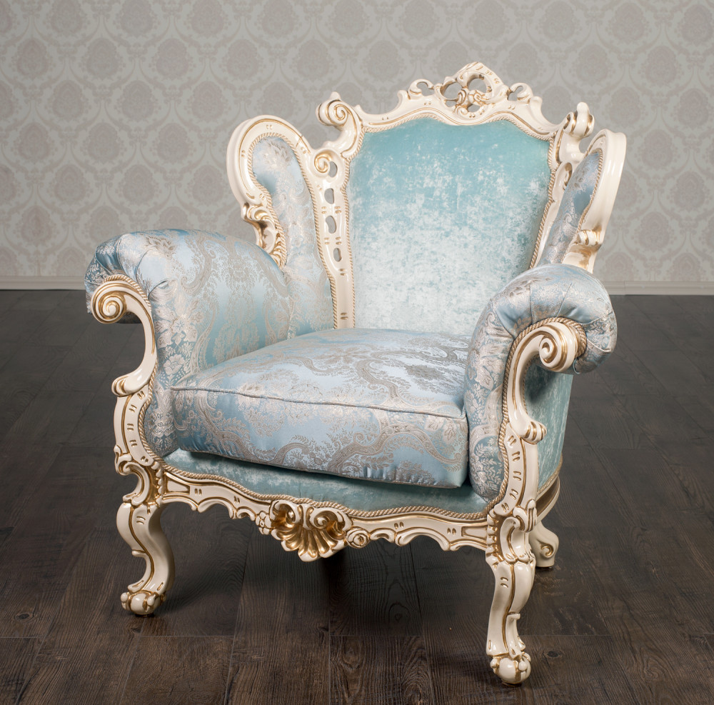 Крісло м'яке класичне в стилі Бароко Белла (преміум клас) натуральне дерево, фото 1