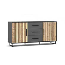 Комод в спальню з ДСП 2Д3Ш Стелла Сірий / ДСП + Дуб натуральний Мебель Сервіс