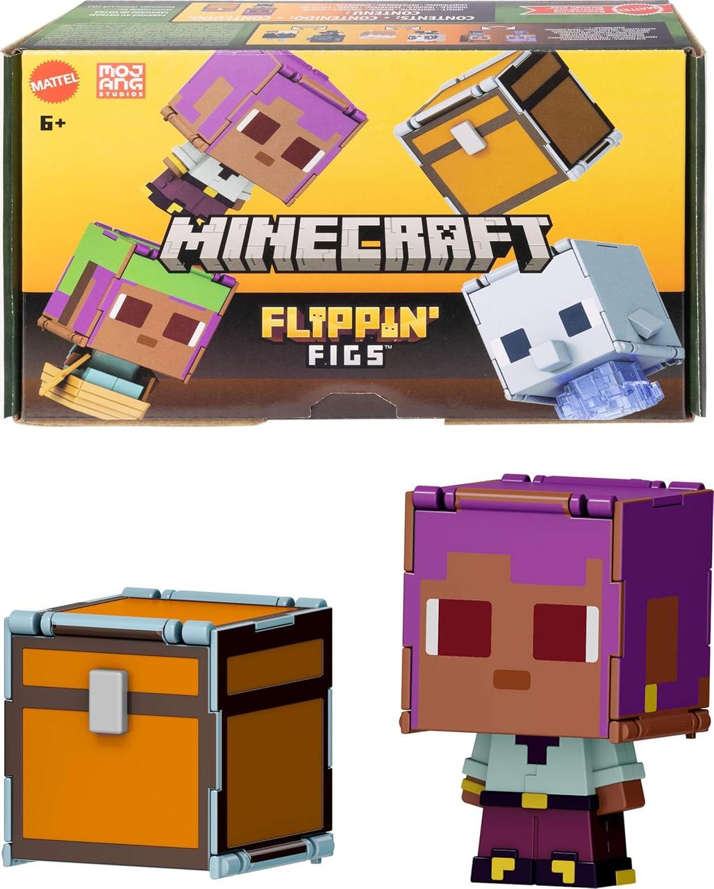 Набір Майнкрафт 2 фігурі Mattel Minecraft Flippin' Figs 9.5 см, 2-в-1 Вітрильник і Дельфін
