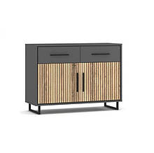 Комод в спальню з ДСП 2Д2Ш Стелла Сірий / ДСП + Дуб натуральний Мебель Сервіс