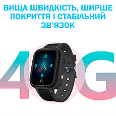 Смарт годинник для дітей LT21 з GPS 4G, відеодзвінком, акумулятором 600 mAh + захисне скло в комплекті Чорний, фото 2
