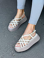 Бежеві босоніжки жіночі на потовщеній підошві 38 39