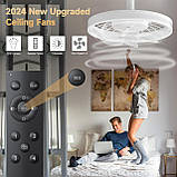 Acesal 12-дюймові сучасні стельові вентилятори з підсвічуванням та пультом дистанційного керування, світлодіодні, фото 3
