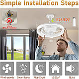 Acesal 12-дюймові сучасні стельові вентилятори з підсвічуванням та пультом дистанційного керування, світлодіодні, фото 5