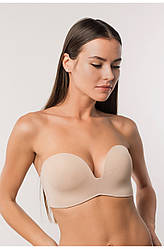 Бюстгалтер балконет (бандо) Luna Caramela L1523A з глибокою відкритою лінією декольте без кісточок бежевий