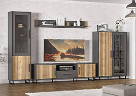 Комплект у вітальню Стелла Сірий / ДСП + Дуб натуральний Мебель Сервіс