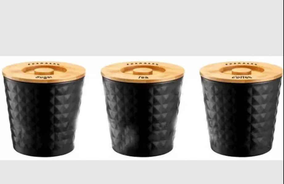 Набір жерстяних баночок EDENBERG для сипучих продуктів 3 шт по 1400 мл, фото 1