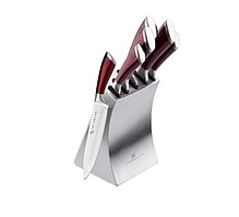 Набір ножів EDENBERG 6 шт з підставкою, червоною рукояткою