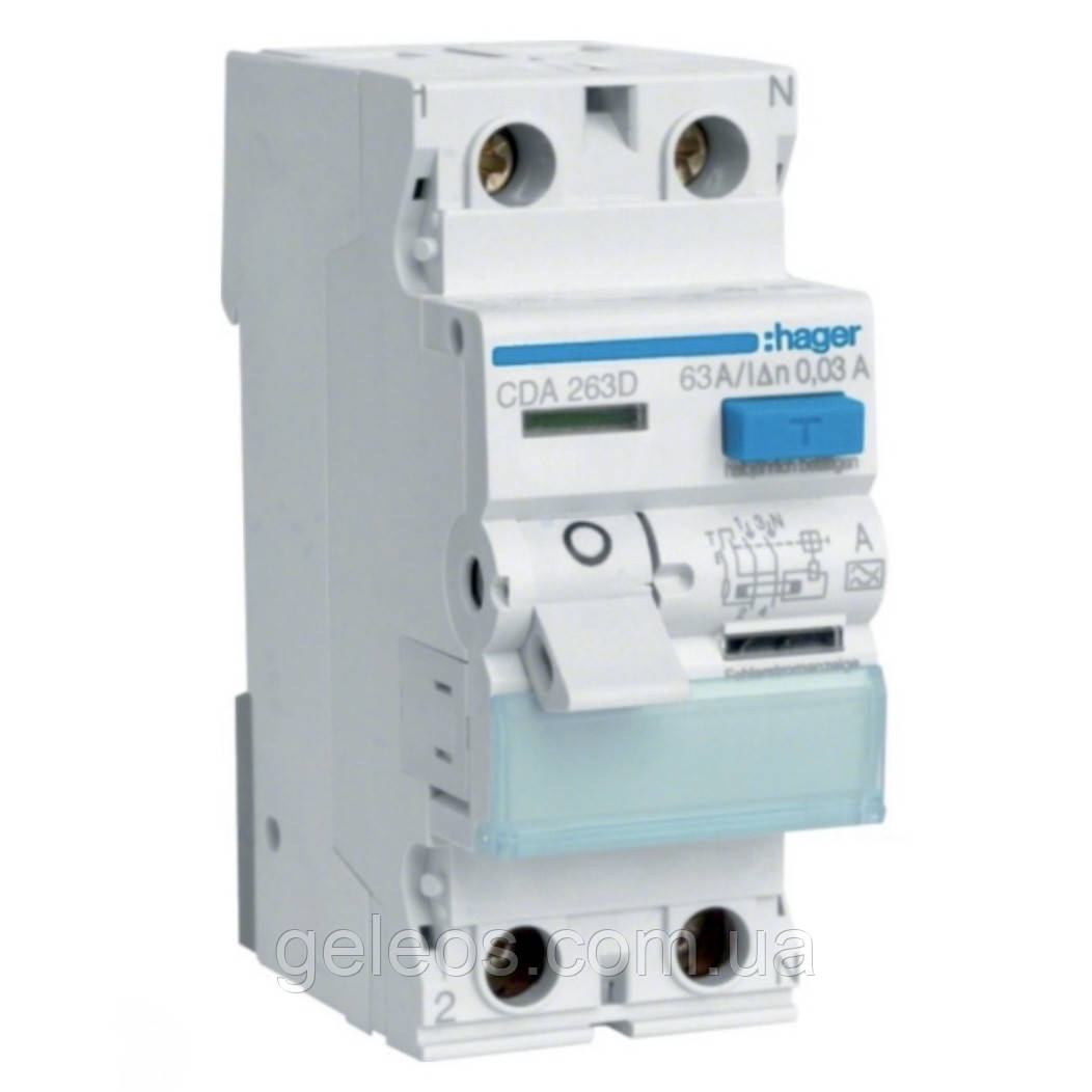ПЗВ CDA 263D 63A 2P 30mA, тип A Hager