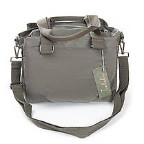 Сумка на три відділи жіноча тканинна на плече сіра полотняна на блискавці з кишенями Jielshi 0881, фото 2