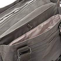 Сумка на три відділи жіноча тканинна на плече сіра полотняна на блискавці з кишенями Jielshi 0881, фото 3