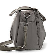 Сумка на три відділи жіноча тканинна на плече сіра полотняна на блискавці з кишенями Jielshi 0881, фото 4