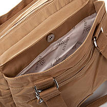 Сумка на три відділи жіноча тканинна на плече коричнева полотняна на блискавці з кишенями Jielshi 0881, фото 5