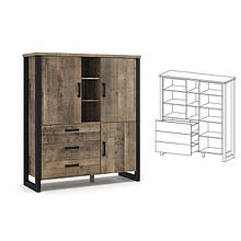 Пенал з ДСП 3Д3Ш Емілі Дуб колоніальний/Чорний Мебель Сервіс