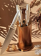 Набір ножів EDENBERG 6 шт з коричневою підставкою