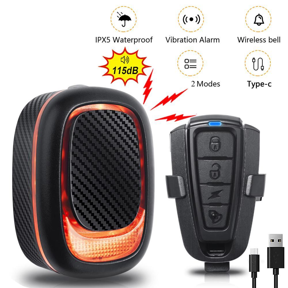 Велофара A5P-LED (red), виносна кнопка, Waterproof, ЗП Type-C, Li-Ion ак., дзвінок