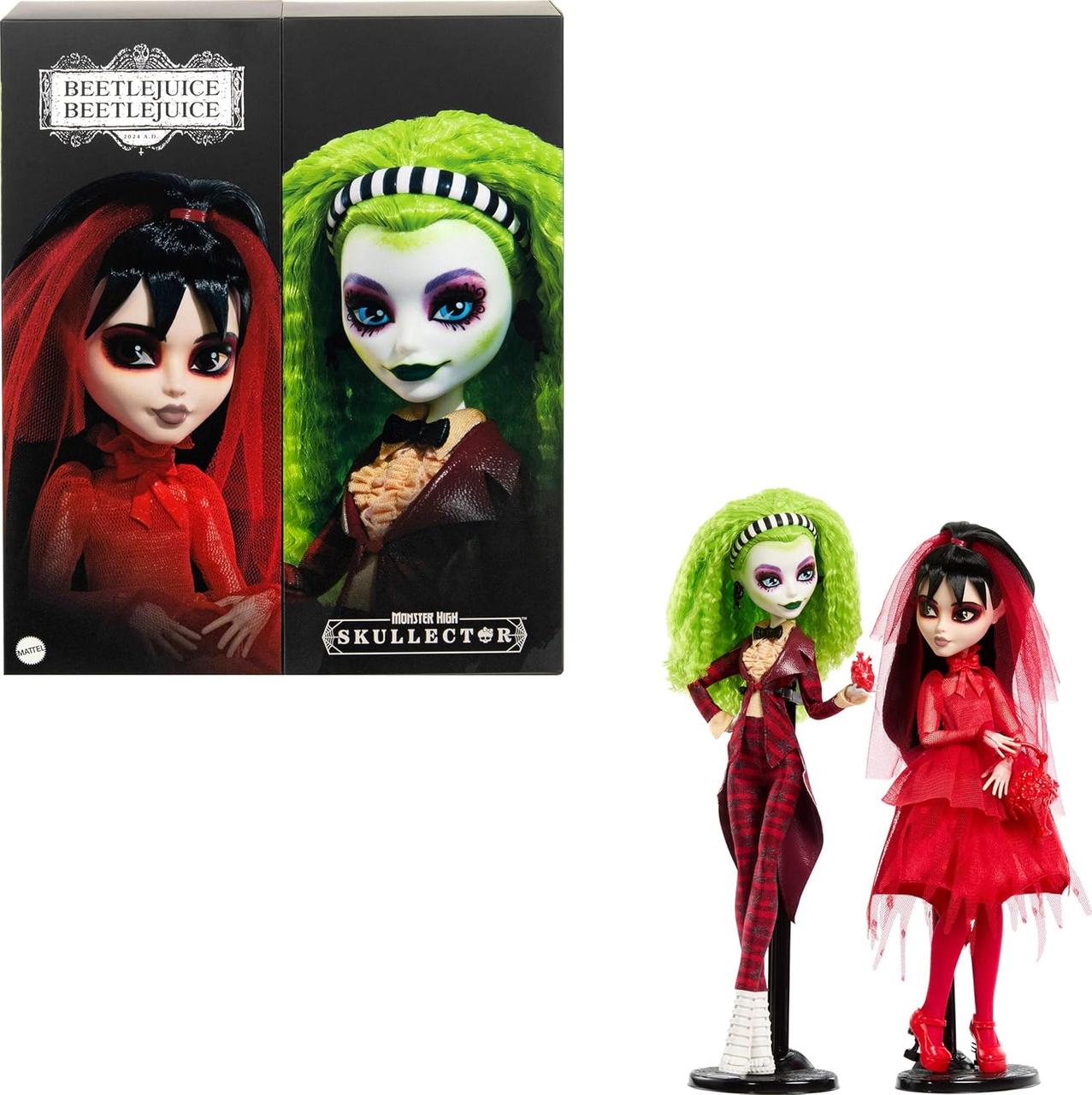 Набір Ляльки Бітлджус і Лідія Дтц 29 см Монстер Хай Monster High Skullector Beetlejuice Betelgeuse Lydia, фото 1