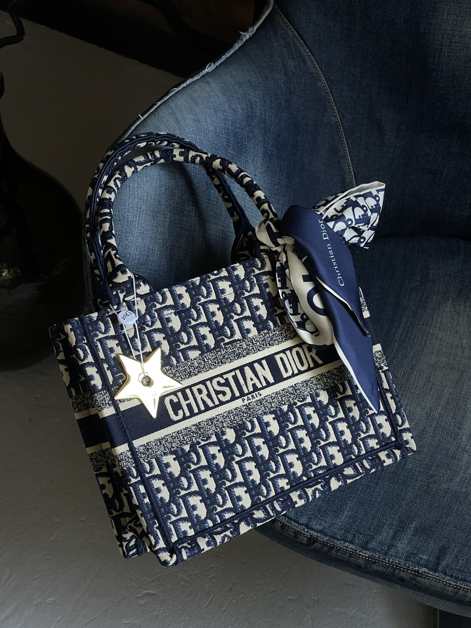 Сумка-шопер Крістіан Діор текстиль шопер Dior Medium size синій, фото 1
