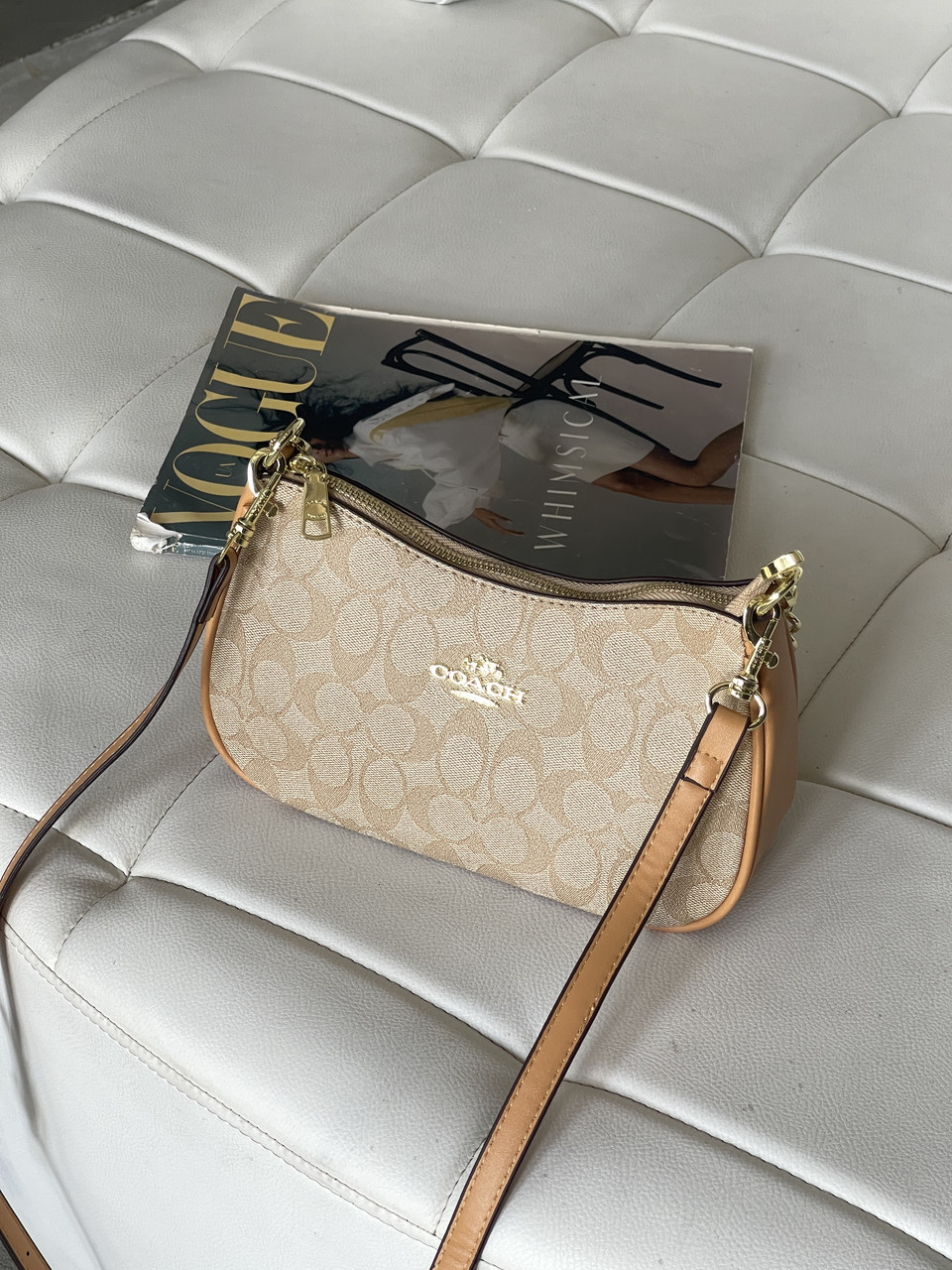 Женская сумка Coach Bolso de hombro Teri песочный через плече Коуч, фото 1