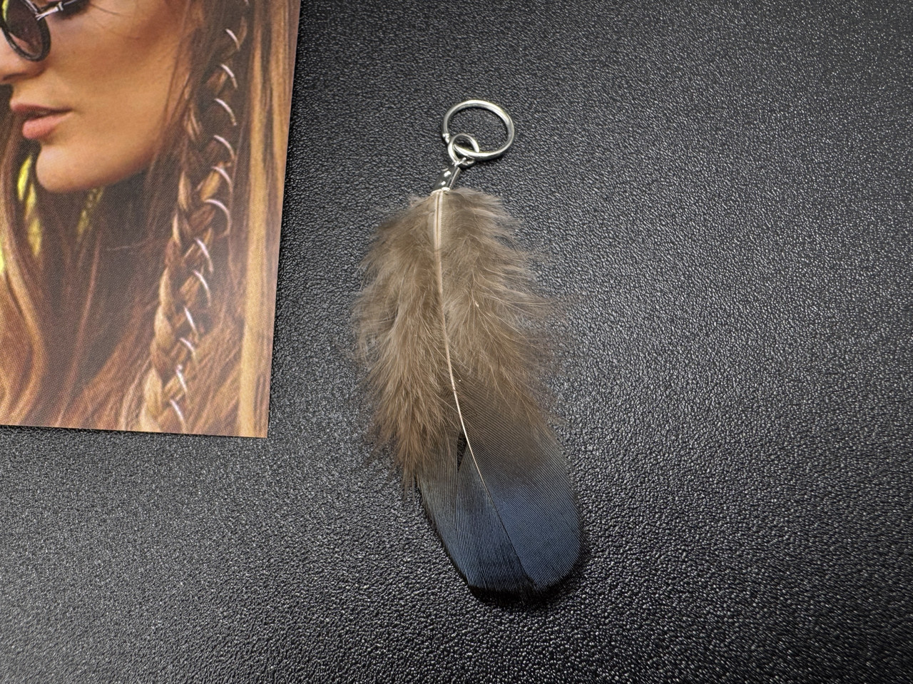 Пір'їнка фазана для волосся, коричнево-зелене, фото 1