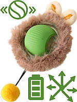 Інтерактивна іграшка для кота, пухнастий розумний м'яч із хвостом мотузкою з імітацією миші, тихий, автоматичний,