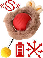 Інтерактивна іграшка для кота, пухнастий розумний м'яч із хвостом мотузкою з імітацією миші, тихий, автоматичний,