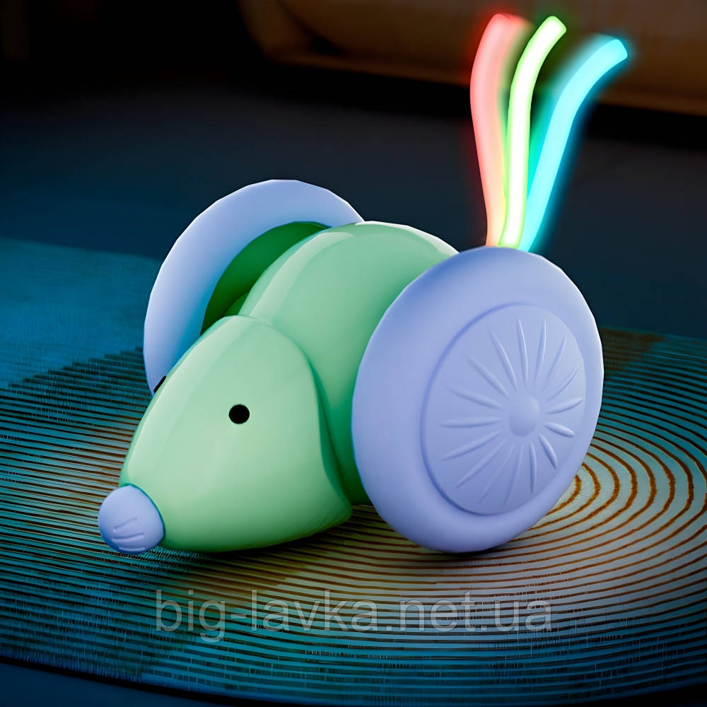 Інтерактивна миша-іграшка для котів з підсвічуванням  Зелений, фото 1